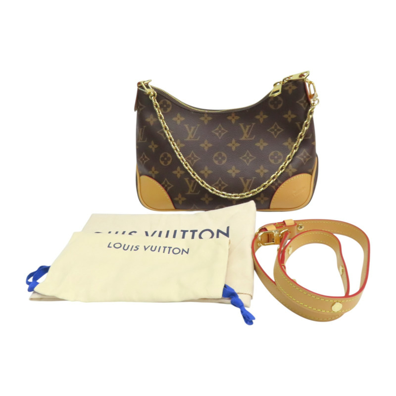 棕色 原花帆布 Boulogne PM 肩背包【LOUIS VUITTON LV 路易威登】 M45832-12