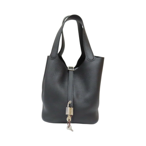 黑色 Clemence牛皮 Picotin Lock 22 手提包 Z刻 銀扣【HERMES 愛馬仕】