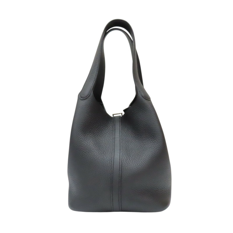 黑色 Clemence牛皮 Picotin Lock 22 手提包 Z刻 銀扣【HERMES 愛馬仕】-1