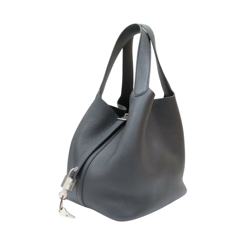 黑色 Clemence牛皮 Picotin Lock 22 手提包 Z刻 銀扣【HERMES 愛馬仕】-2