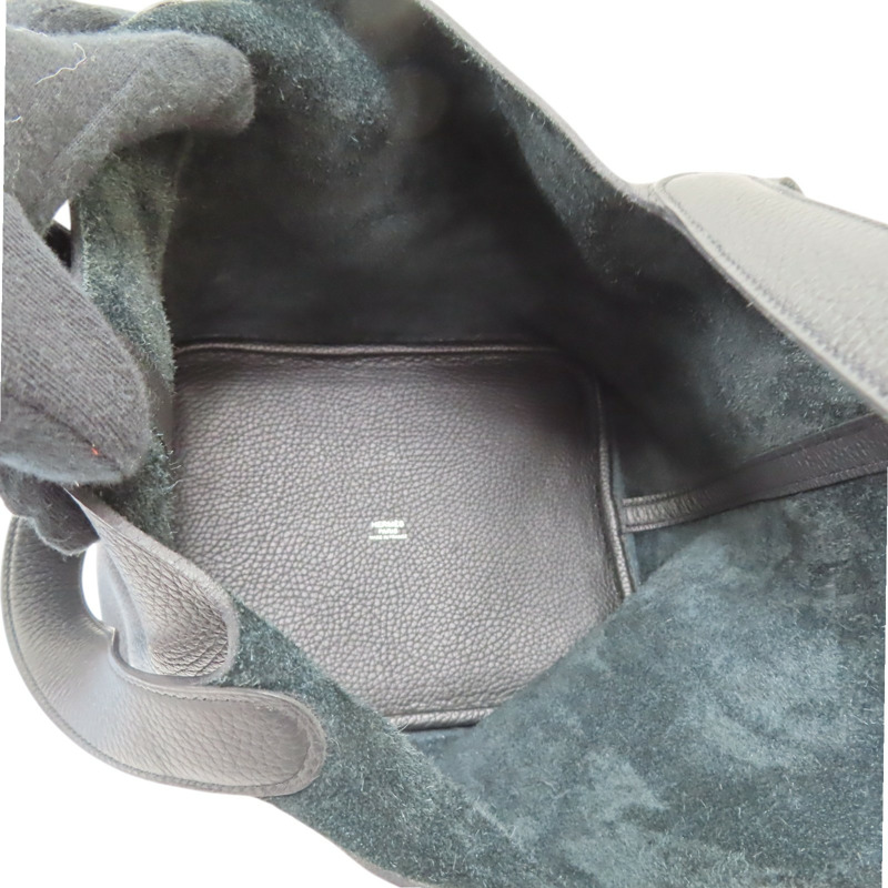 黑色 Clemence牛皮 Picotin Lock 22 手提包 Z刻 銀扣【HERMES 愛馬仕】-4