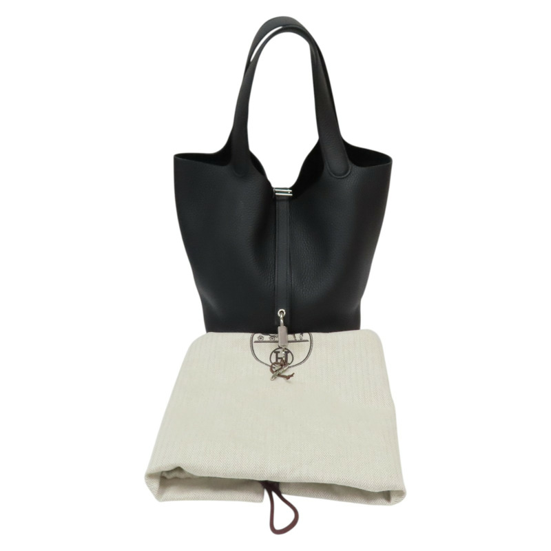 黑色 Clemence牛皮 Picotin Lock 22 手提包 Z刻 銀扣【HERMES 愛馬仕】-7