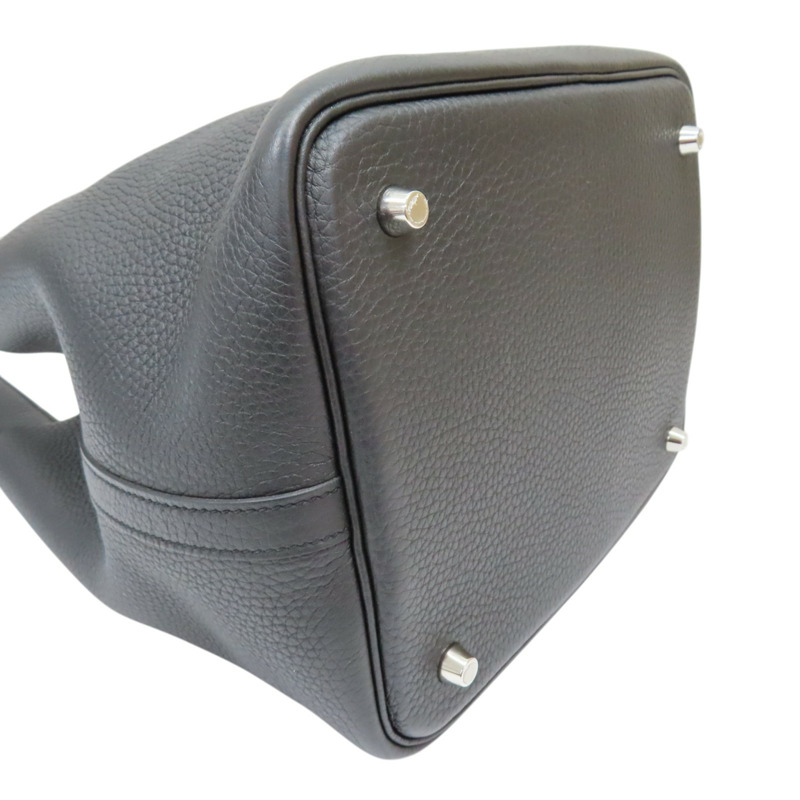 黑色 Clemence牛皮 Picotin Lock 22 手提包 Z刻 銀扣【HERMES 愛馬仕】-9