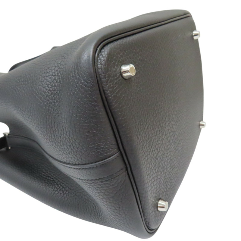 黑色 Clemence牛皮 Picotin Lock 22 手提包 Z刻 銀扣【HERMES 愛馬仕】-10