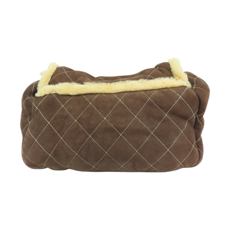 棕色 羊毛 手風琴翻蓋包 肩背包 金釦【CHANEL 香奈兒】-1