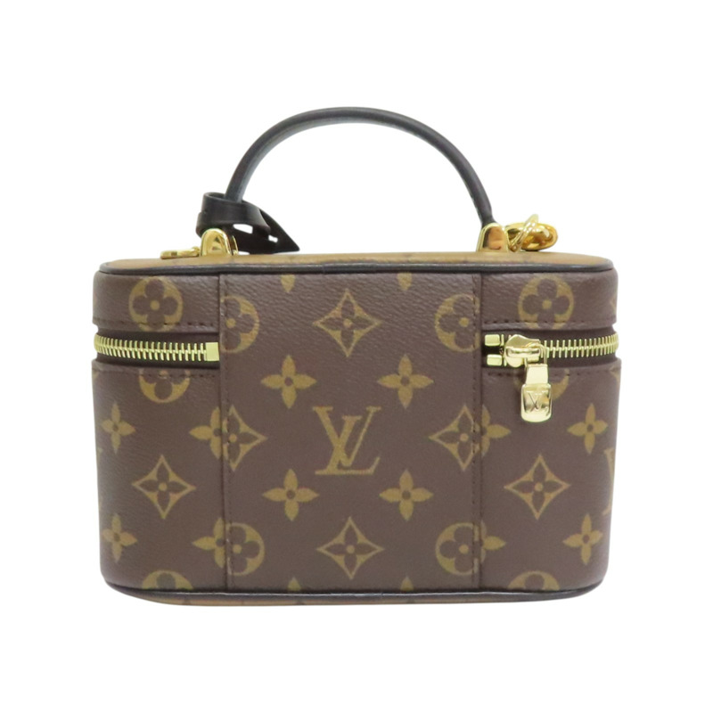 雙棕色 原花 帆布 Vanity Chain Pouch 肩背包【LOUIS VUITTON LV 路易威登】 M47125-1