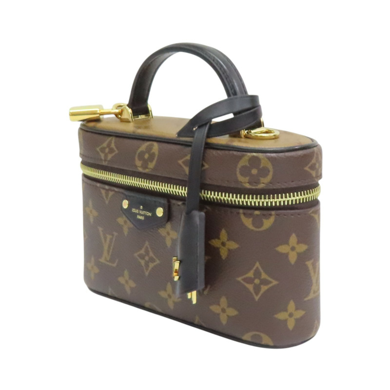 雙棕色 原花 帆布 Vanity Chain Pouch 肩背包【LOUIS VUITTON LV 路易威登】 M47125-2
