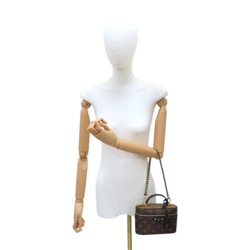 雙棕色 原花 帆布 Vanity Chain Pouch 肩背包【LOUIS VUITTON LV 路易威登】 M47125-8