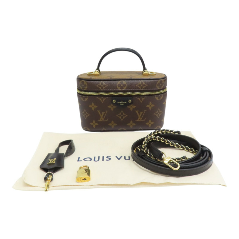 雙棕色 原花 帆布 Vanity Chain Pouch 肩背包【LOUIS VUITTON LV 路易威登】 M47125-10