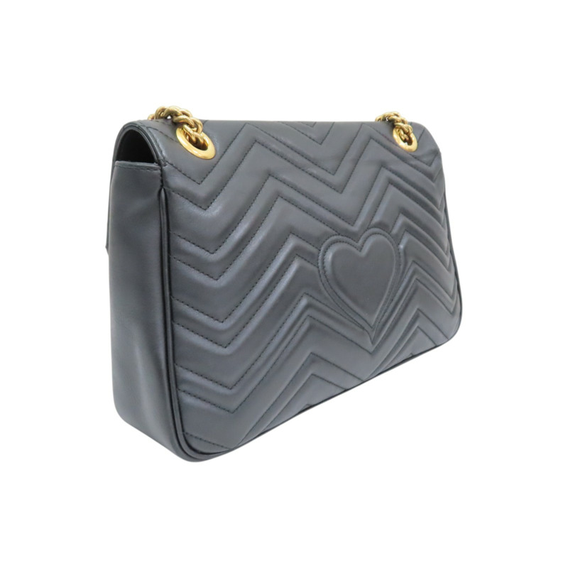 黑色 牛皮 GG Marmont 肩背包【GUCCI 古馳】 443496-1