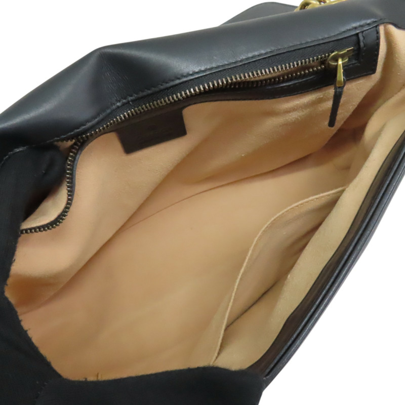 黑色 牛皮 GG Marmont 肩背包【GUCCI 古馳】 443496-2