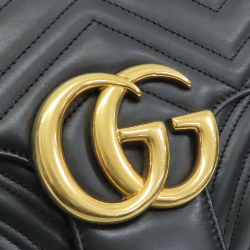 黑色 牛皮 GG Marmont 肩背包【GUCCI 古馳】 443496-5