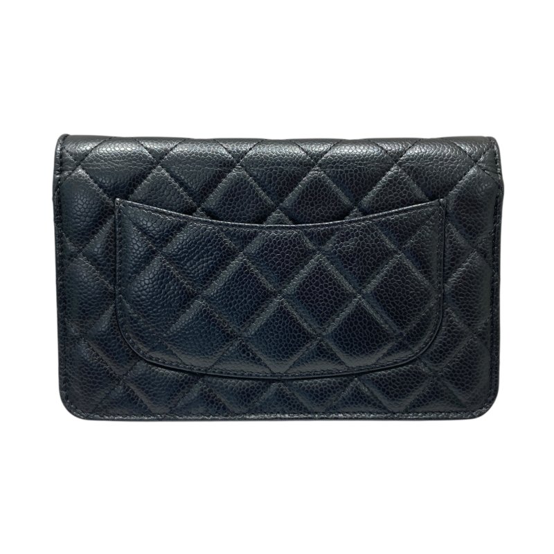 CHANEL 香奈兒 WOC翻蓋包 鍊帶肩背包 荔枝皮 黑色 金扣-1