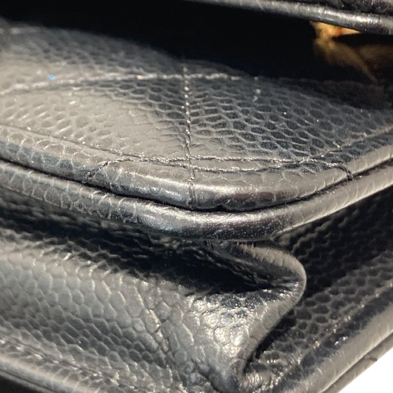 CHANEL 香奈兒 WOC翻蓋包 鍊帶肩背包 荔枝皮 黑色 金扣-6