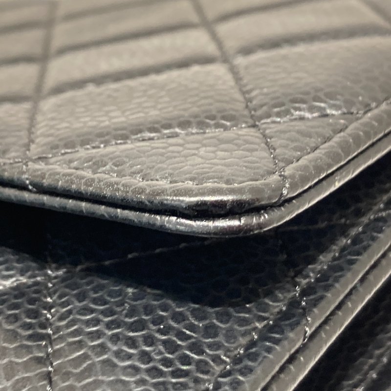 CHANEL 香奈兒 WOC翻蓋包 鍊帶肩背包 荔枝皮 黑色 金扣-10