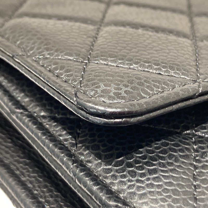 CHANEL 香奈兒 WOC翻蓋包 鍊帶肩背包 荔枝皮 黑色 金扣-12