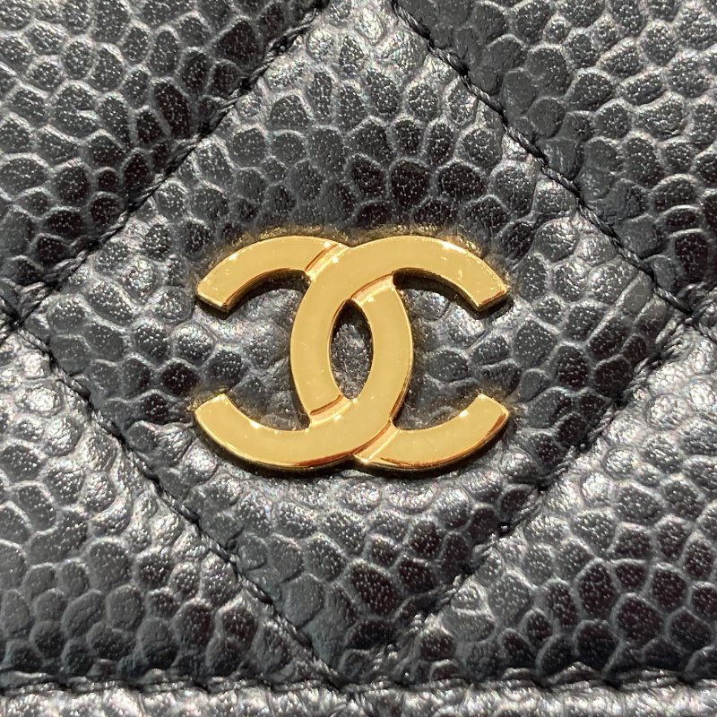 CHANEL 香奈兒 WOC翻蓋包 鍊帶肩背包 荔枝皮 黑色 金扣-13