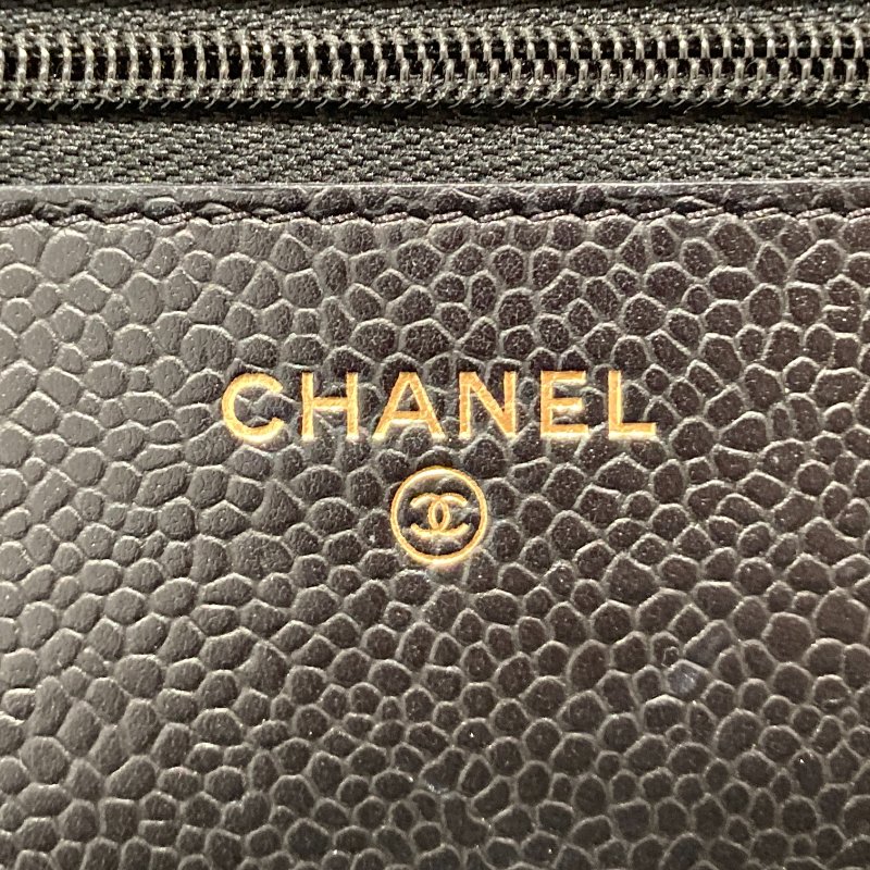 CHANEL 香奈兒 WOC翻蓋包 鍊帶肩背包 荔枝皮 黑色 金扣-20