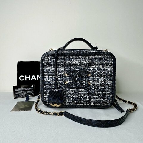 CHANEL 海軍藍毛呢鏈帶箱包