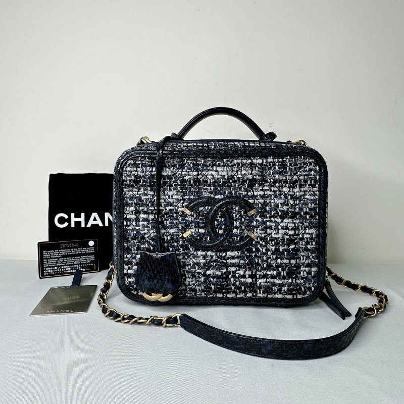 CHANEL 海軍藍毛呢鏈帶箱包-0