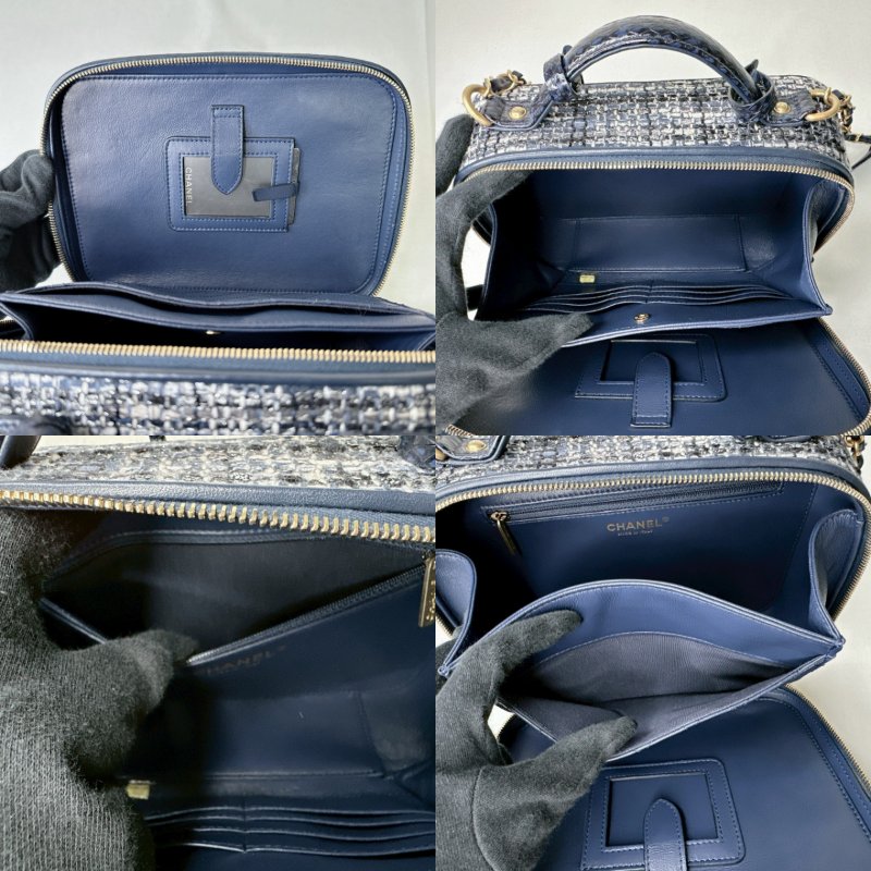 CHANEL 海軍藍毛呢鏈帶箱包-6