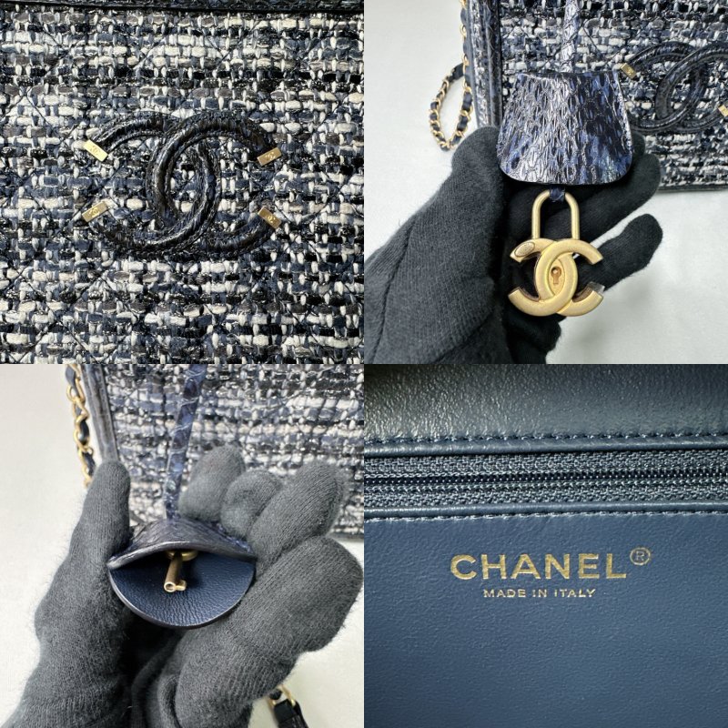 CHANEL 海軍藍毛呢鏈帶箱包-7