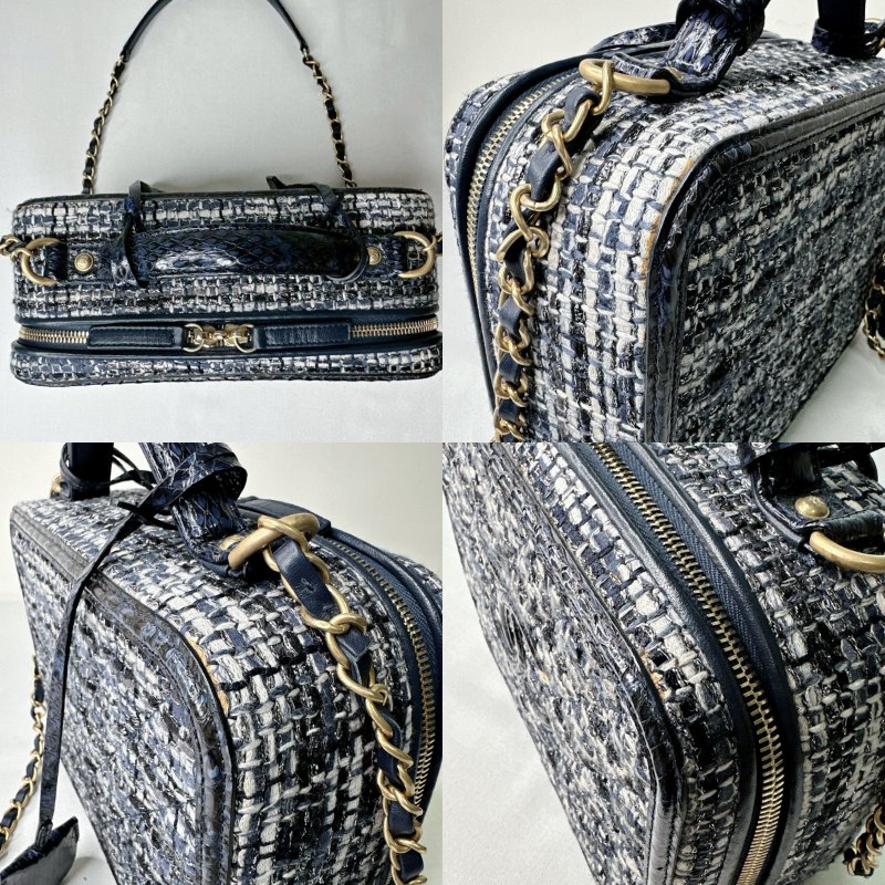 CHANEL 海軍藍毛呢鏈帶箱包-8