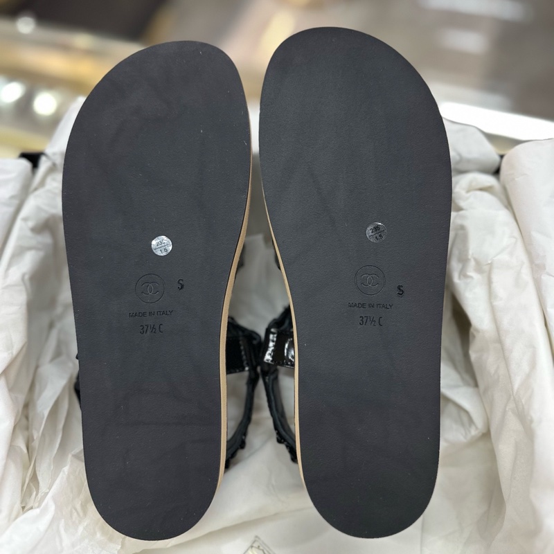 閒置未使用Chanel/香奈兒 編織涼鞋 女款休閒鞋 涼拖 沙灘鞋 尺碼 37.5碼。-3