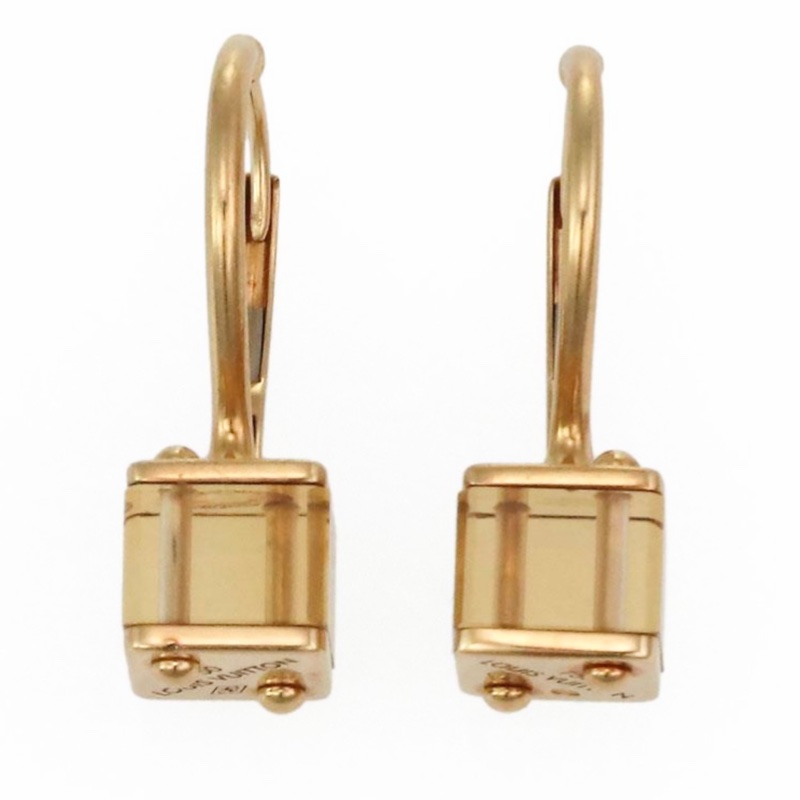 Lv 路易威登 珠寶 Emprise 系列黃水晶 18K 黃金 立方體吊墜 耳環-5