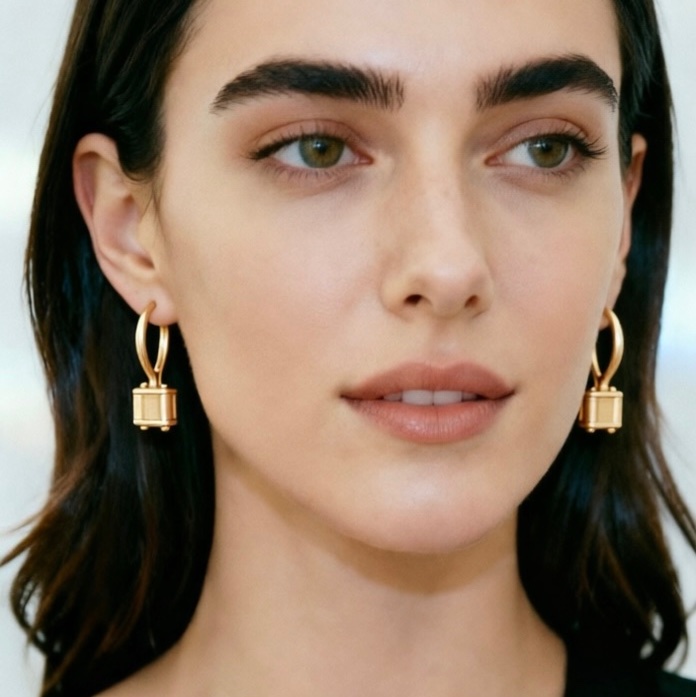 Lv 路易威登 珠寶 Emprise 系列黃水晶 18K 黃金 立方體吊墜 耳環-7