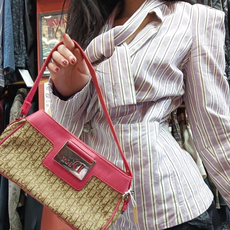 Dior jisoo同款同色腋下 小胖丁元寶包 芭比粉 blackpink粉墨金智秀同款 22*12*8 98新配件塵袋-0