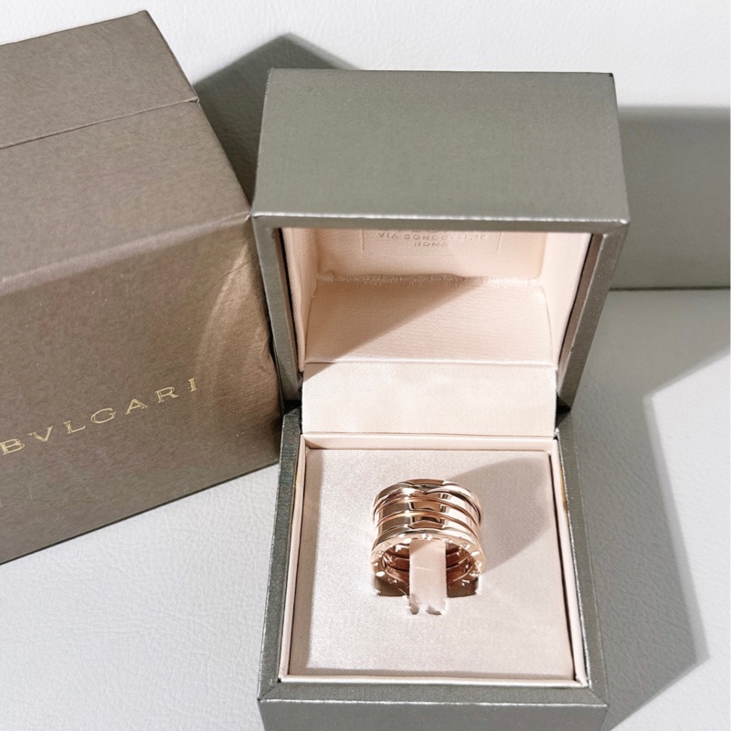 Bvlgari寶格麗 玫瑰金 B.Zero1 彈簧戒指，52 號-0