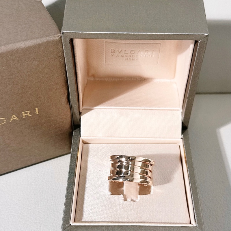Bvlgari寶格麗 玫瑰金 B.Zero1 彈簧戒指，52 號-1