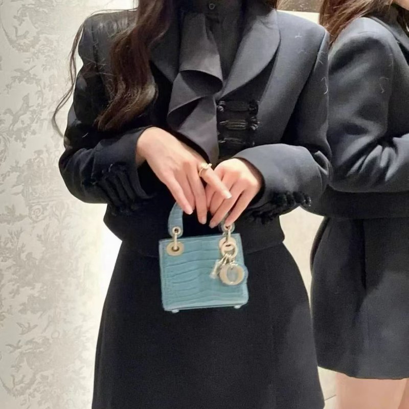 Dior micro黛妃超mini micro綠色鱷魚皮 金扣12*11*5 99新配件塵袋盒子-0