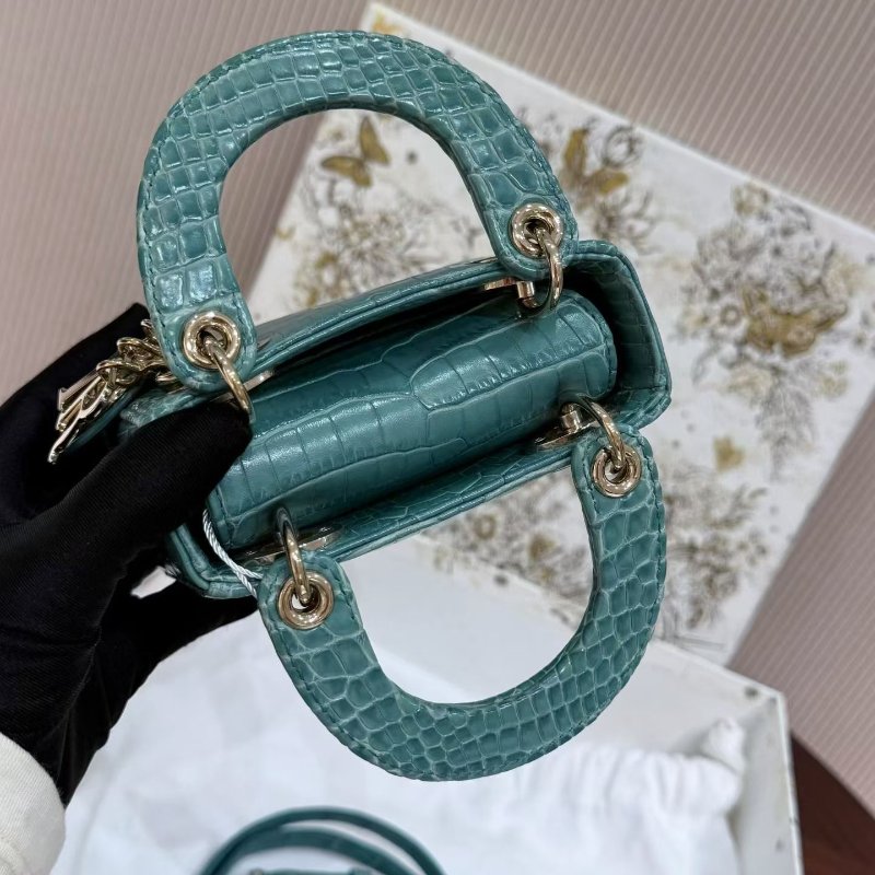 Dior micro黛妃超mini micro綠色鱷魚皮 金扣12*11*5 99新配件塵袋盒子-8