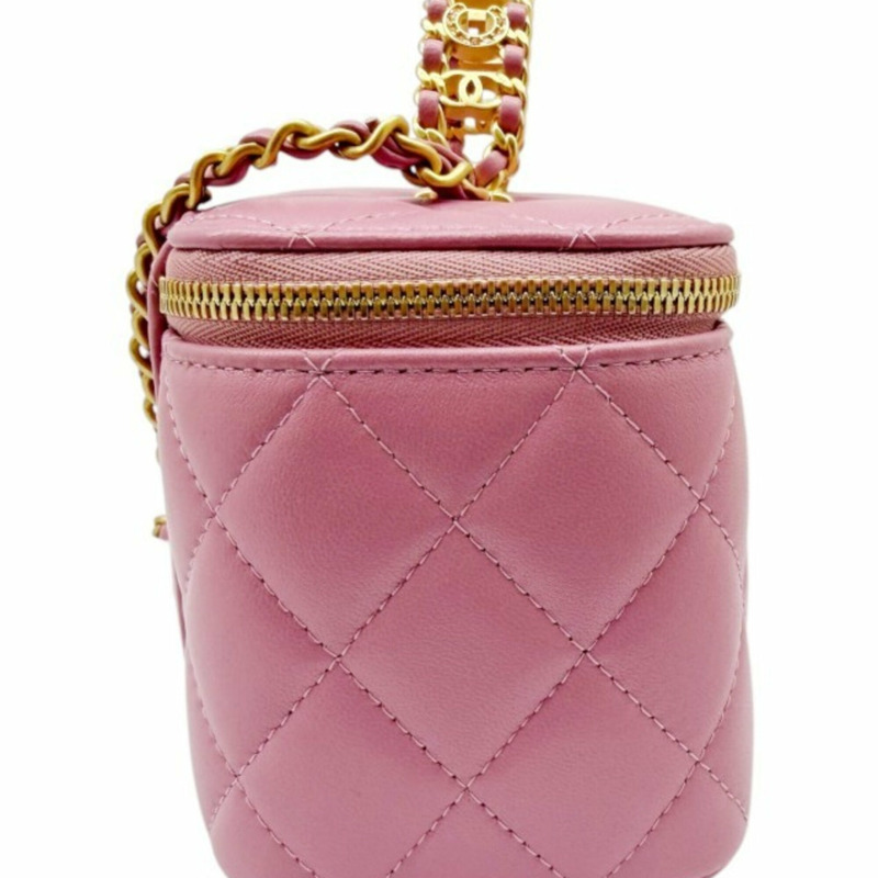 香奈兒粉紅絎縫小羊皮化妝包,飾有Coco標誌 - 女士-3