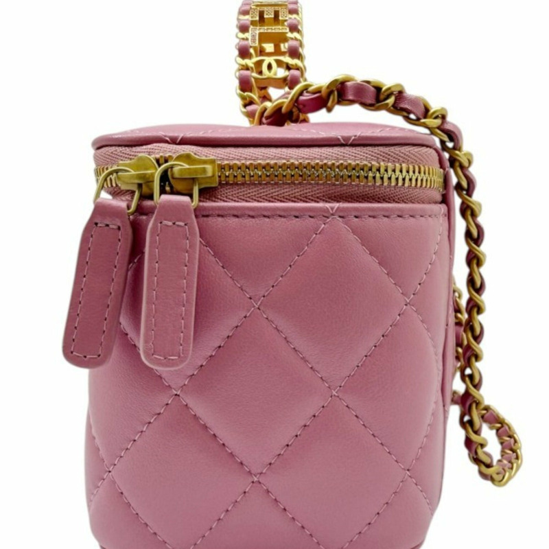 香奈兒粉紅絎縫小羊皮化妝包,飾有Coco標誌 - 女士-4