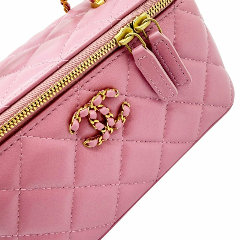 香奈兒粉紅絎縫小羊皮化妝包,飾有Coco標誌 - 女士-5