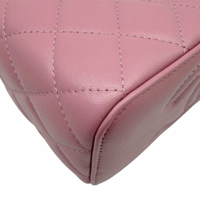 香奈兒粉紅絎縫小羊皮化妝包,飾有Coco標誌 - 女士-9