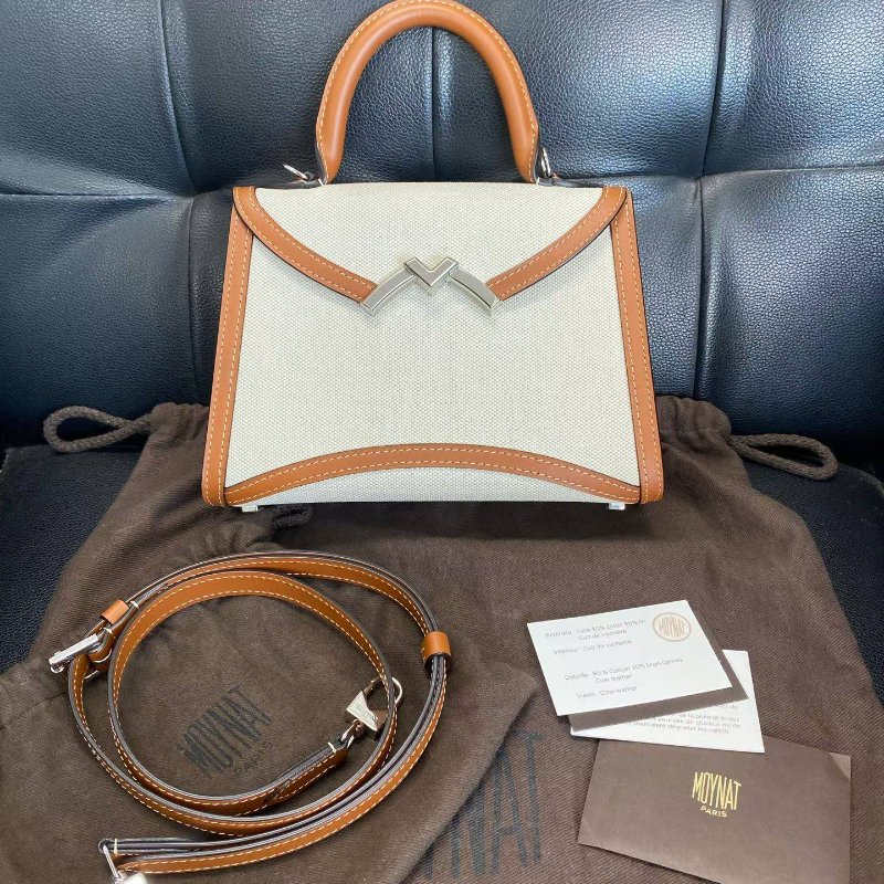 moynat gabrielle 金棕拼帆布包小號 20*8.5*22cm 99新配件塵袋保卡-2