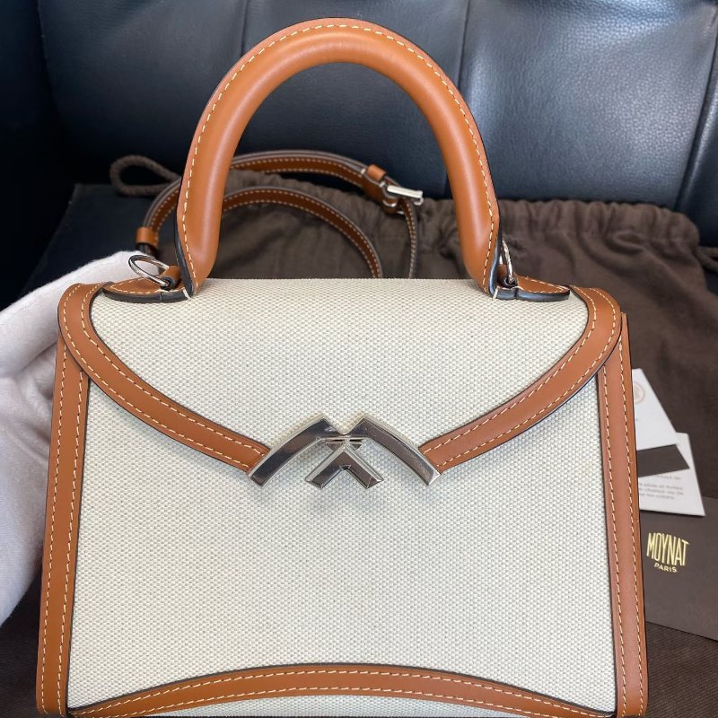 moynat gabrielle 金棕拼帆布包小號 20*8.5*22cm 99新配件塵袋保卡-3