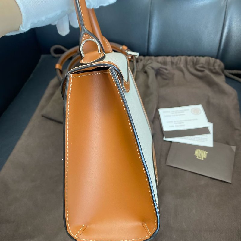 moynat gabrielle 金棕拼帆布包小號 20*8.5*22cm 99新配件塵袋保卡-5