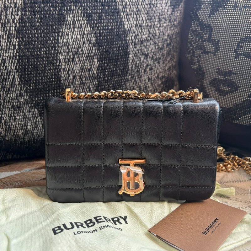BURBERRY  LOLA 皮革迷你鏈袋包 黑-1