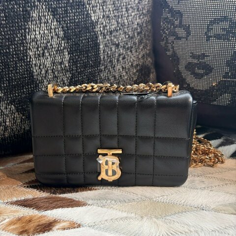 BURBERRY  LOLA 皮革迷你鏈袋包 黑