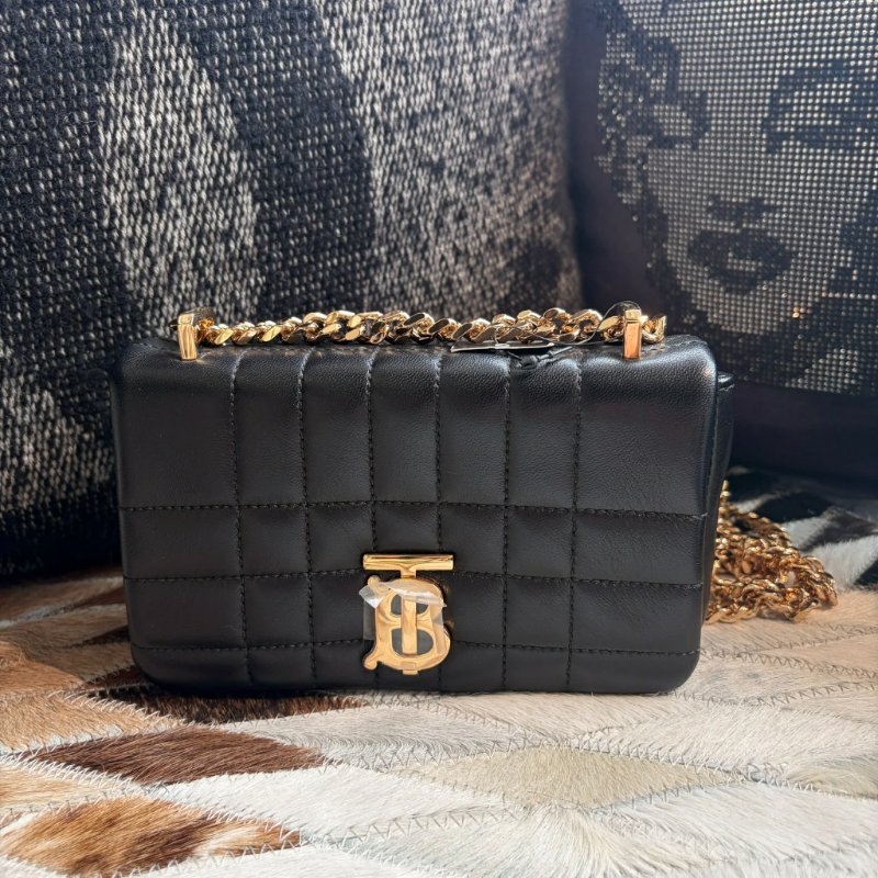 BURBERRY  LOLA 皮革迷你鏈袋包 黑-0
