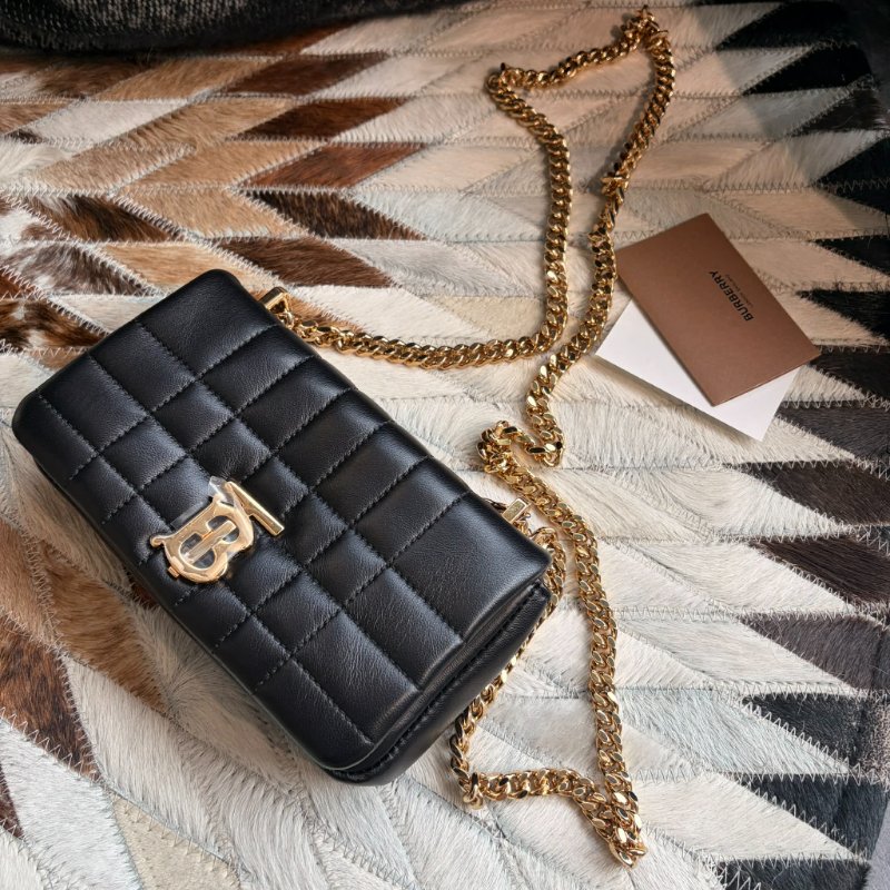 BURBERRY  LOLA 皮革迷你鏈袋包 黑-4