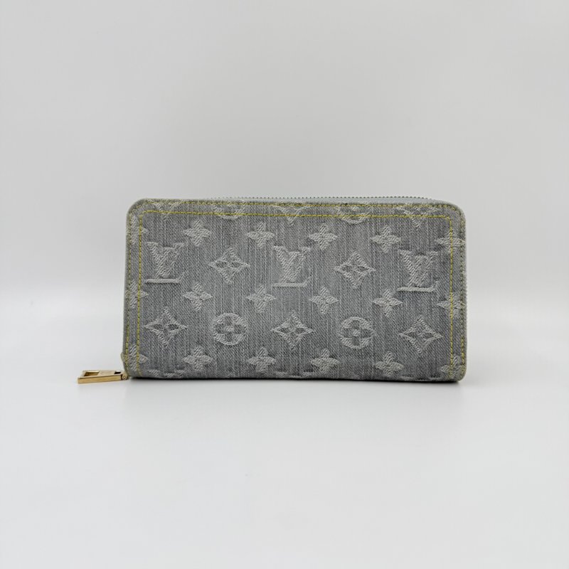 Louis Vuitton -灰藍色牛仔淡金釦Nautical拉鍊長夾-2