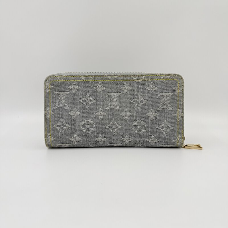 Louis Vuitton -灰藍色牛仔淡金釦Nautical拉鍊長夾-3