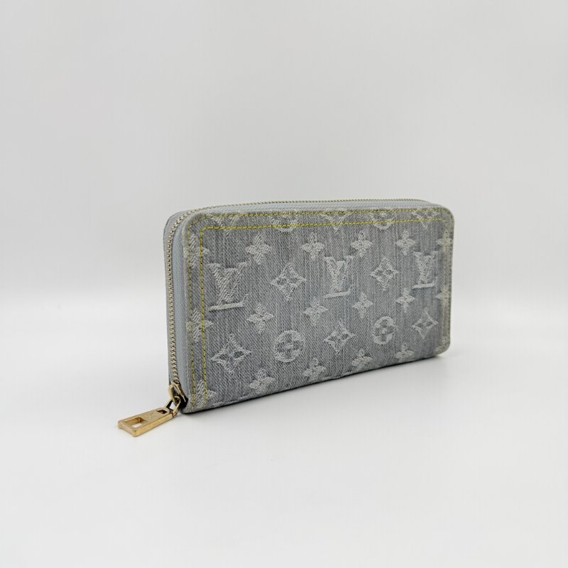 Louis Vuitton -灰藍色牛仔淡金釦Nautical拉鍊長夾-5