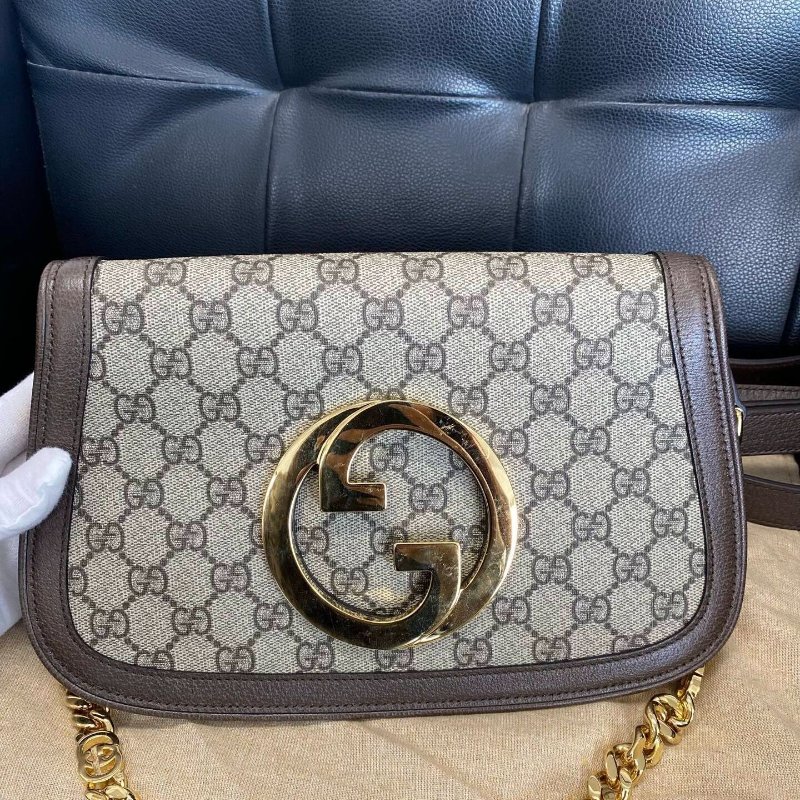 Gucci Blondie系列老花雙G鏈條包 28x 16x 4cm  99新配件肩帶塵袋-2